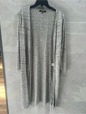 Perception Long Open-Front Lightweight Cardigan - Gray